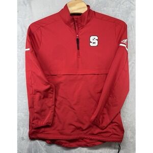 Adidas Pullover Windbreaker NC State Men 1/4 Red Team Issued Jacket Men's Size L